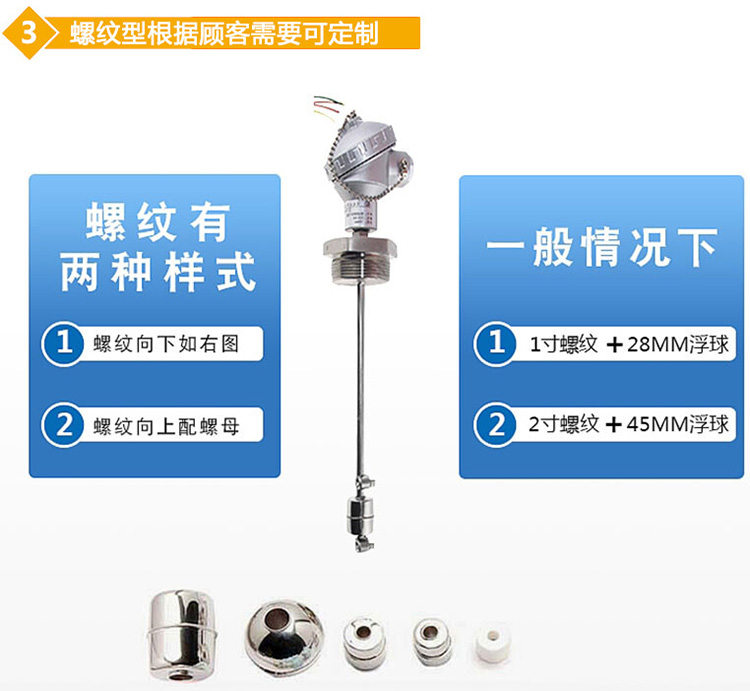 衛生級浮球液位計螺紋分類(lèi)圖