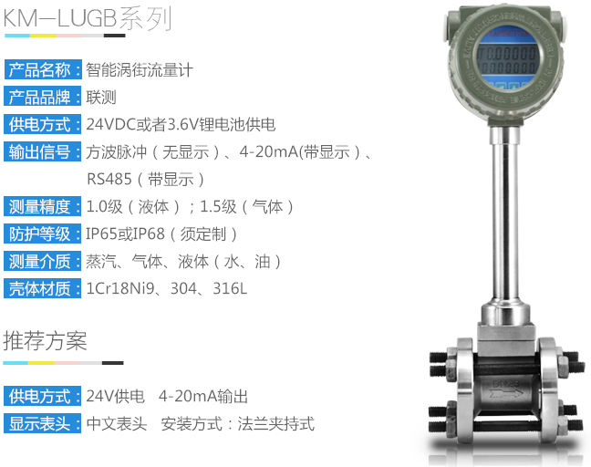 智能型渦街流量計技術(shù)參數圖