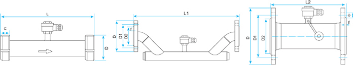 高溫超聲波流量計衛生型管段式傳感器圖示